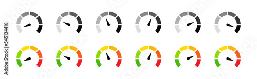 Speedometer simple icon set. Indicator concept