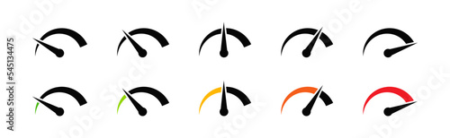 Speedometer simple icon set. Indicator concept