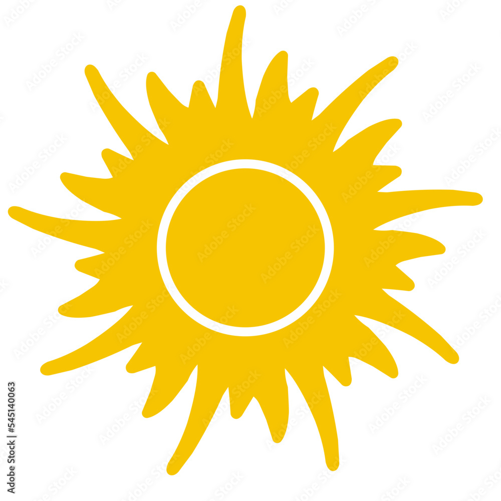 Vector cartoon yellow sun Shining light rays to heat the summer. Isolated on white background. Vector cartoon yellow sun Shining light rays to heat the summer. Isolated on white background.