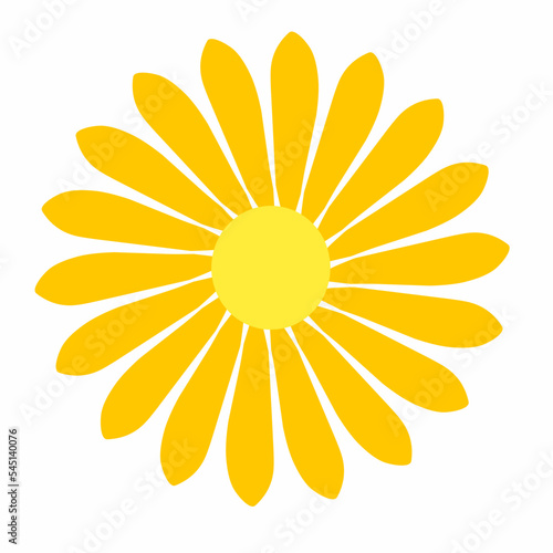 Vector cartoon yellow sun Shining light rays to heat the summer. Isolated on white background.