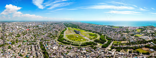 Aerial panoramic view of the Columbus Lighthouse, Santo Domingo, Dominican Republic. Historical tourist attraction photo