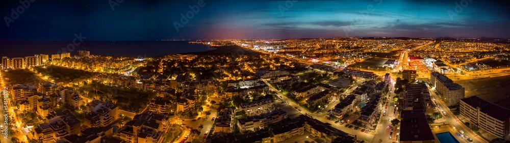 Torrevieja Spain at night Aerial Sunset
