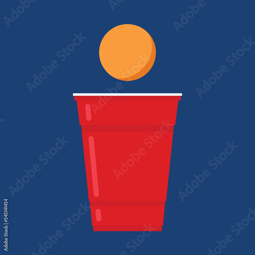 Red plastic party cup, material design. Red beer cup vector.