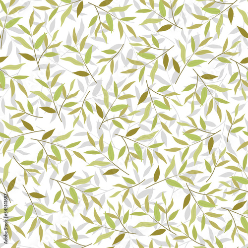 Dainty floral seamless pattern. Aesthetic bunch of branches. Allover repeat foliage texture. Composite overlay foliate background