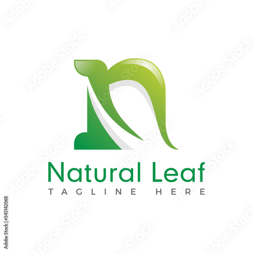 naturally letter n organic logo template