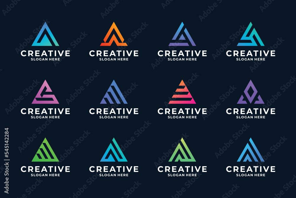 Colorful letter A logo design with triangle concept Colorful letter A logo design with triangle concept