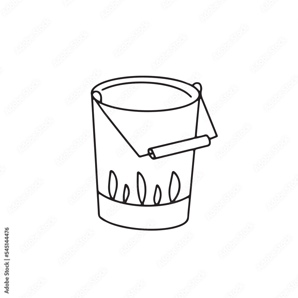 Vector illustration of garden bucket in doodle style for your design Vector illustration of garden bucket in doodle style for your design