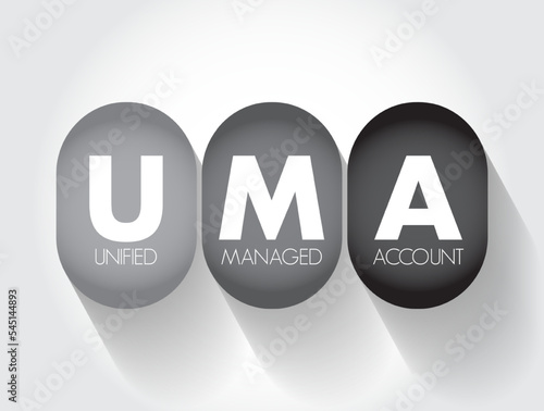 UMA - Unified Managed Account are managed investment accounts that have developed out of separate accounts, acronym business concept background