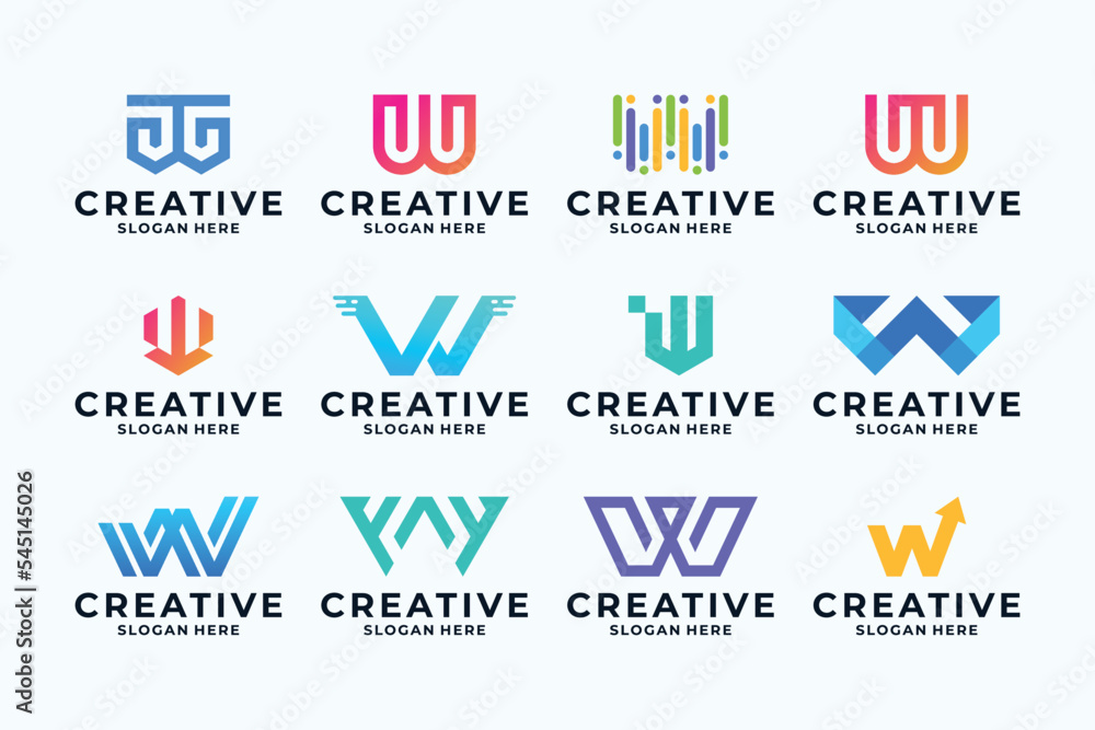 Set of Initial letter W logo design inspiration. Set of Initial letter W logo design inspiration.