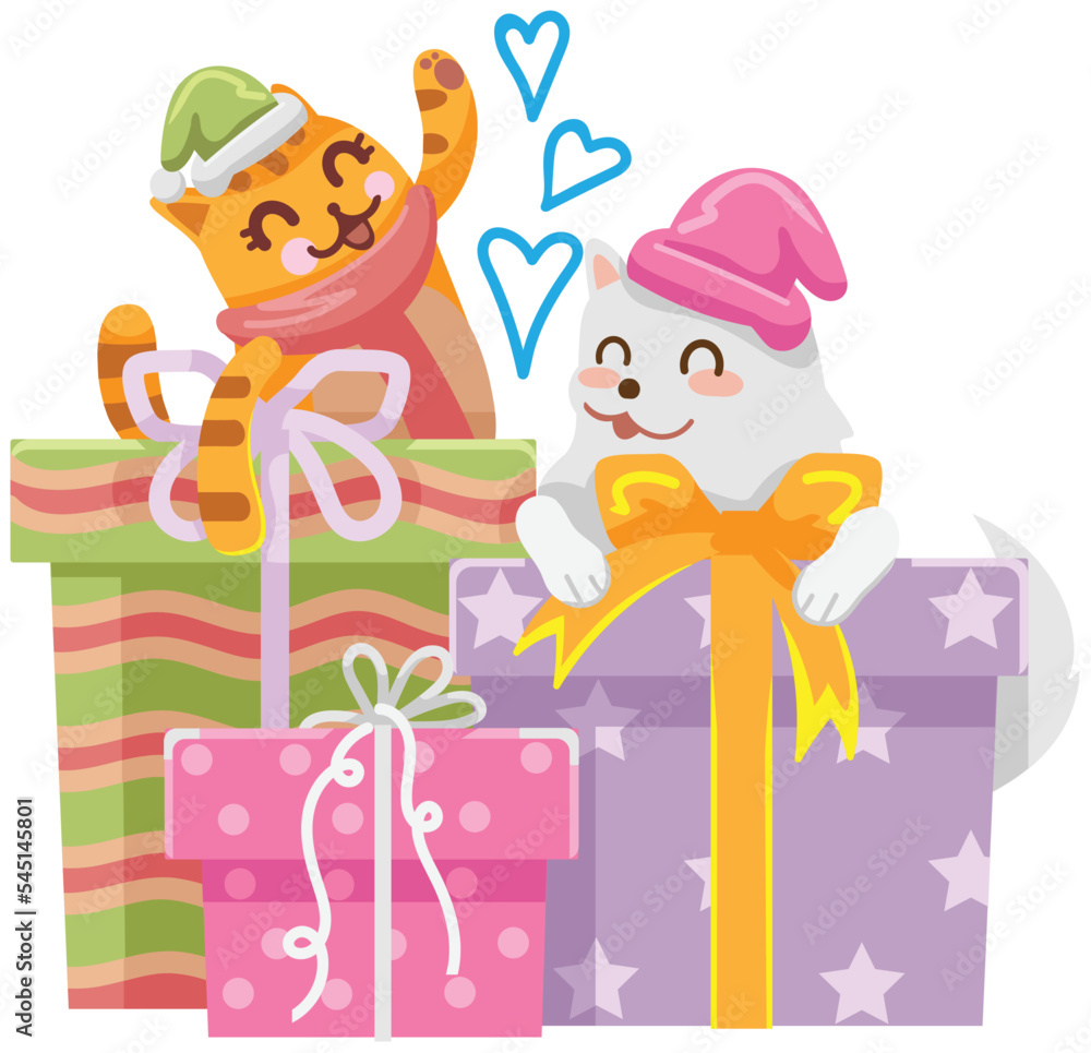 Fototapeta premium gift boxes wrapped in cute pattern paper and tied with ribbon