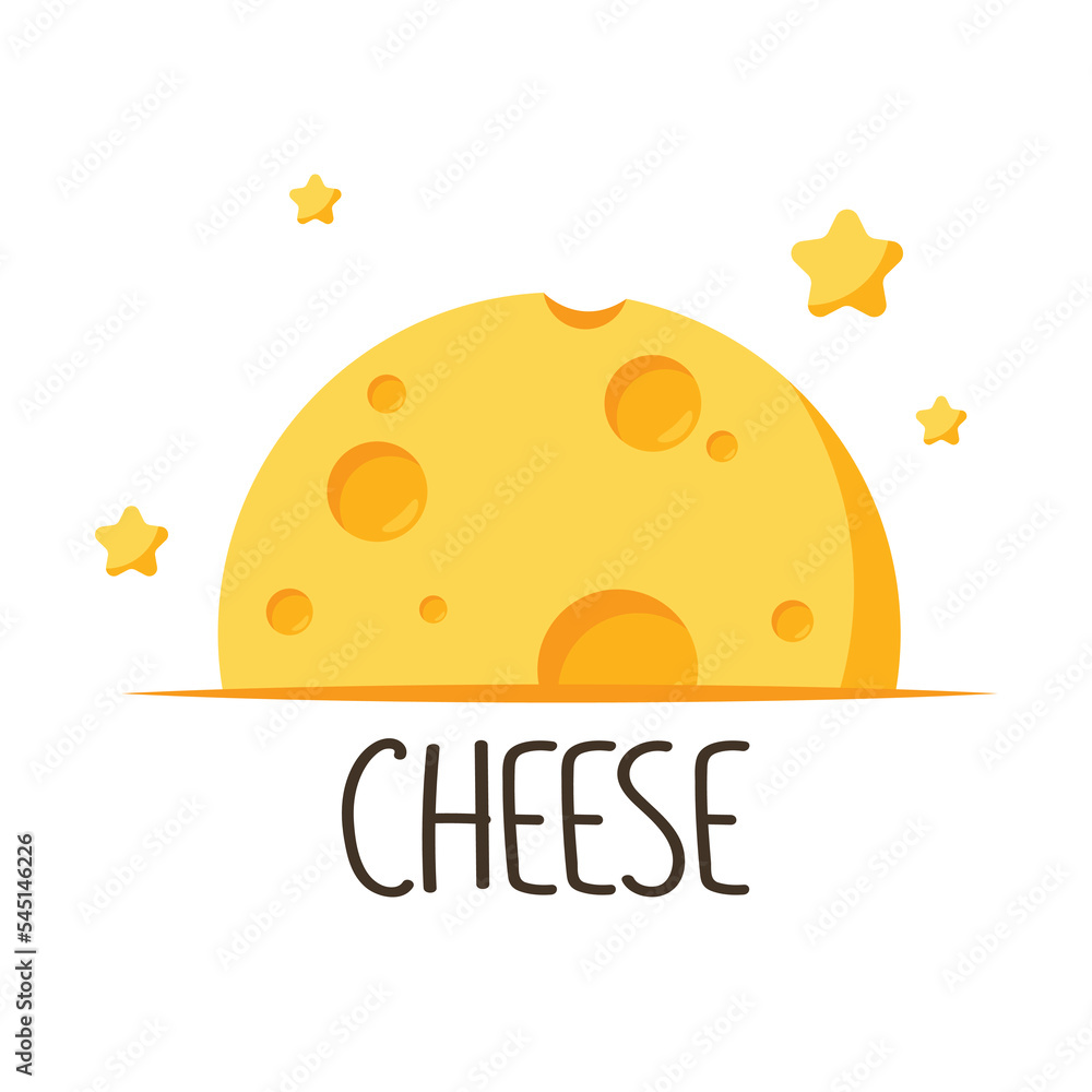 Cheese symbol. cheese logo design. moon.