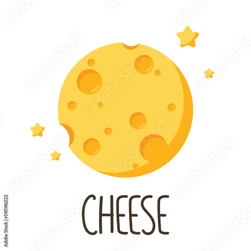 Cheese symbol. cheese logo design. moon.