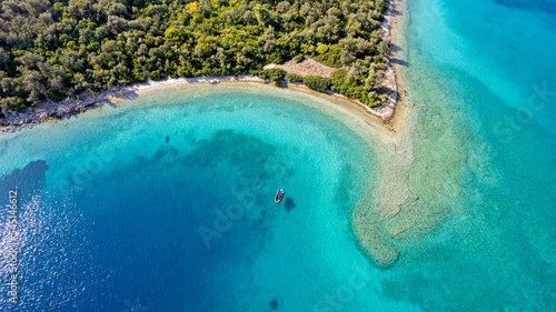 Aerial view of Cleopatra Island Gokova Bay Turkey