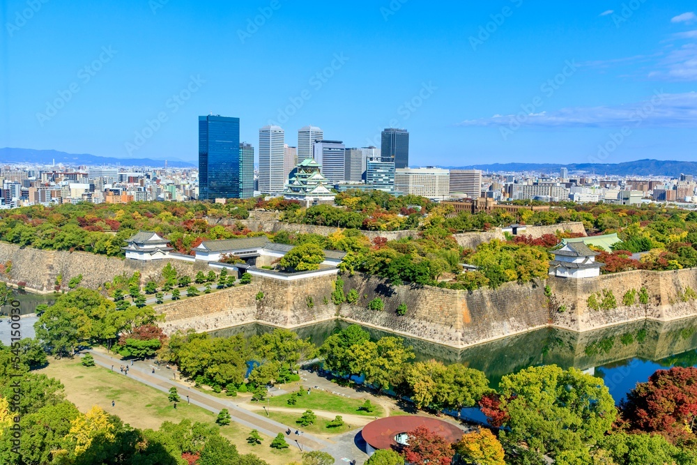 大阪府大阪市　大阪城公園と大阪ビジネスパークの全景
