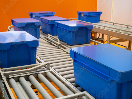 Conveyor belt. Blue plastic...