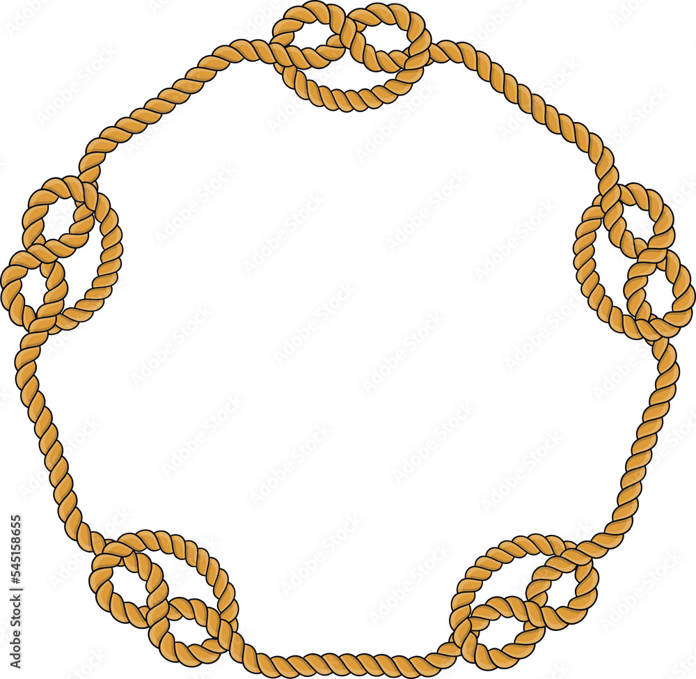 Hexagonal rope frame isolated on white background. Twisted cord. Hexagonal rope frame isolated on white background. Twisted cord.