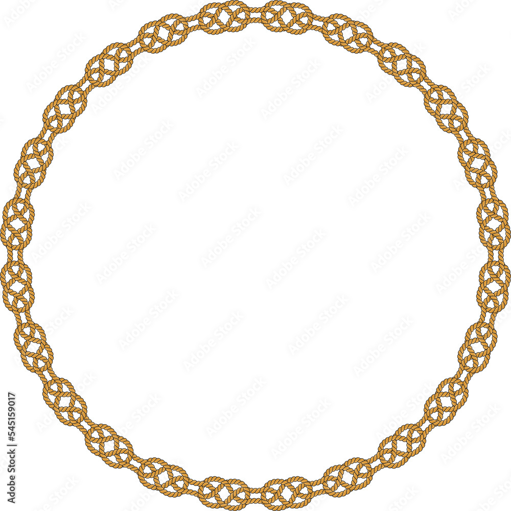 Round rope frame isolated on white background. Twisted cord Round rope frame isolated on white background. Twisted cord