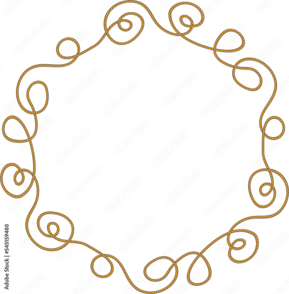 Round rope frame isolated on white background. Twisted cord Round rope frame isolated on white background. Twisted cord