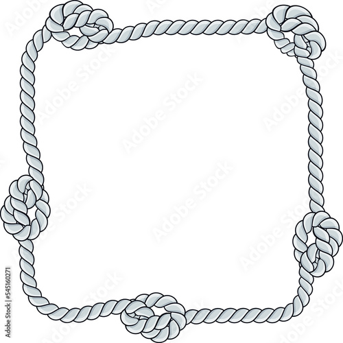Square rope frame isolated on white background. Twisted cord.