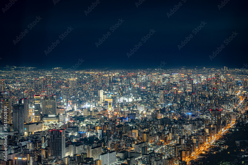 あべのハルカス展望台からの美しい大阪夜景　【大阪夜景】