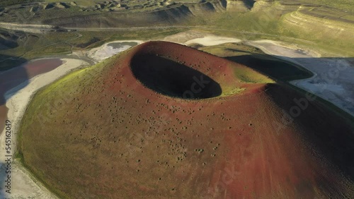 Aerial view of Meke crater lake in Turkey. A dormant volcano landscape  photo