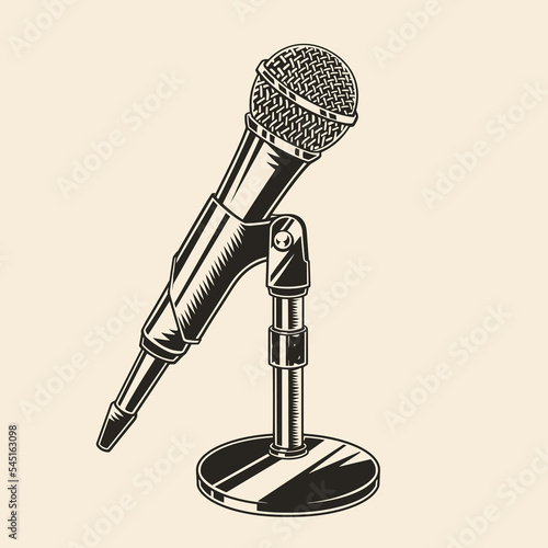 Dynamic microphone vintage sketch monochrome