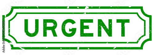 Grunge green urgent word rubber seal stamp on white background