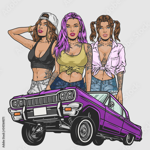 Hot girls lowriders colorful element