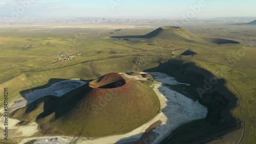 Aerial view of Meke crater lake in Turkey. A dormant volcano landscape  photo