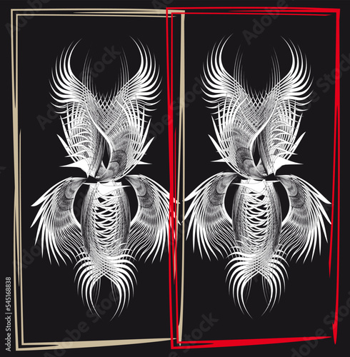 Finno-Ugric mythology. Twins. Abstract composition. Wallpaper Design. Avant-garde art. Modern. Contemporary trendy vector illustration