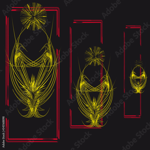Golden birds and sun. Abstract composition. Wallpaper Design. Avant-garde art. Modern. Contemporary trendy vector illustration