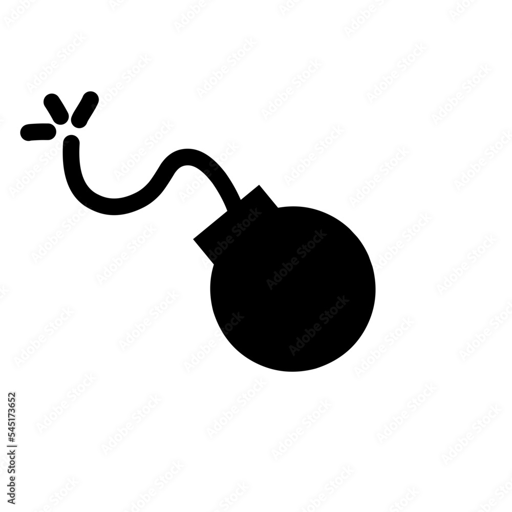 Bomb icon vector illustration isolated on white background. Boom symbol. Bomb icon vector illustration isolated on white background. Boom symbol.