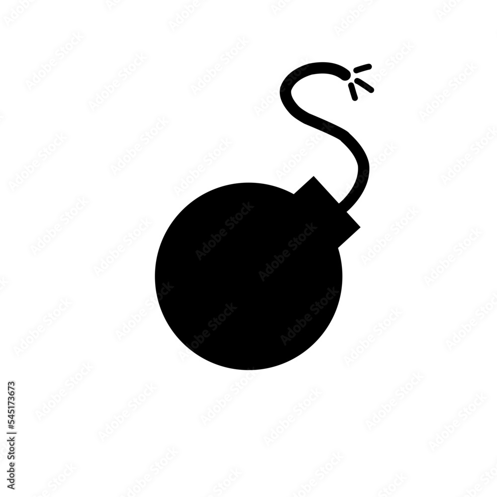 Bomb icon vector illustration isolated on white background. Boom symbol. Bomb icon vector illustration isolated on white background. Boom symbol.