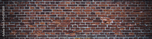 dark texture of old red bricks wall background 