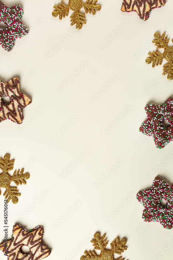 Christmas concept, xmas background with cookies, creative flat lay Christmas concept, xmas background with cookies, creative flat lay
