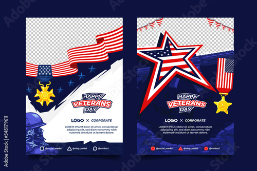 Happy Veterans Day Brochure Template with Image Space