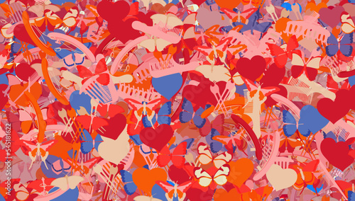 Background pattern abstract seamless design texture. Theme is about comb, Red Admiral, gorgeous, spring, barrette, romance, vector, Monarch, beautiful, design, background, tropical, art