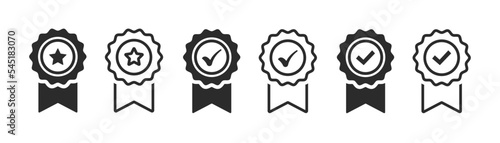 Certified medal icon. Approved and certified badge. Approval check symbol collection. Vector illustration