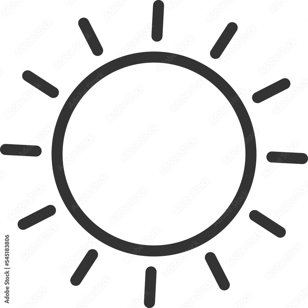 Bright sunshine, day sun light doodle outline vector icon Bright sunshine, day sun light doodle outline vector icon