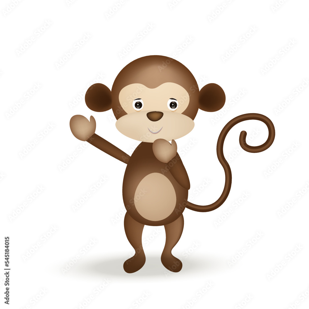 Monkey vector. Cute monkey, 3d cartoon character.Kawaii animal. Suitable for baby products, children's books, goods. Monkey vector. Cute monkey, 3d cartoon character.Kawaii animal. Suitable for baby products, children's books, goods.