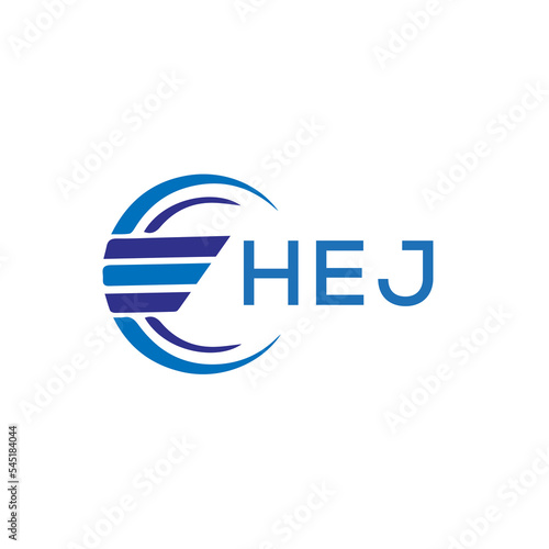 HEJ letter logo. HEJ blue image on white background. HEJ vector logo design for entrepreneur and business. HEJ best icon. photo