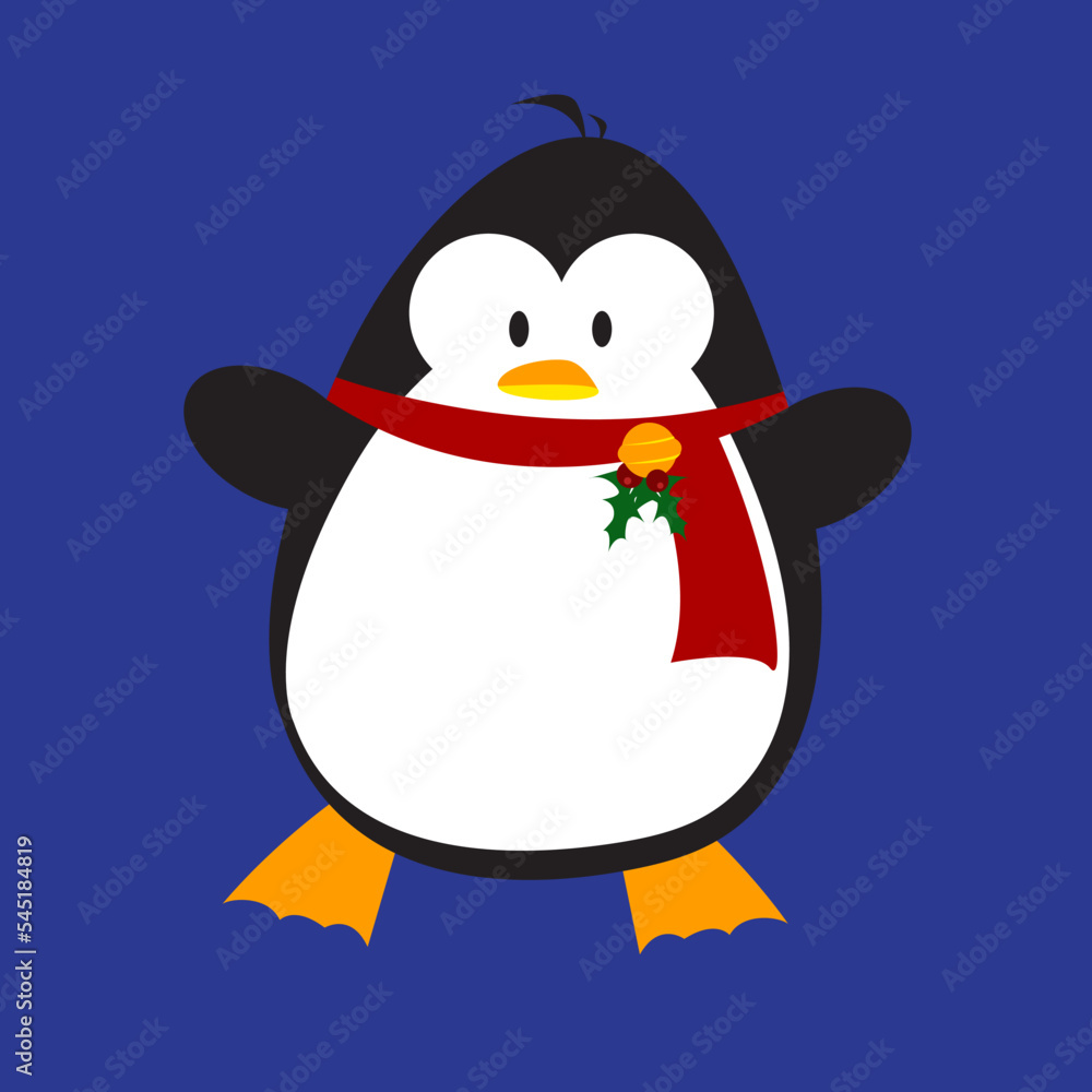 Naklejka premium Christmas penguin with mistletoe
