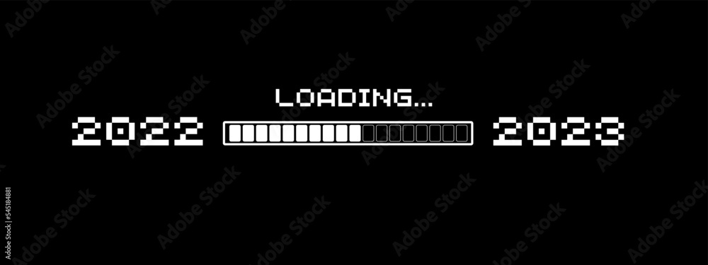 pixelated progress bar year 2022 to 2023 loading vector illustration pixelated progress bar year 2022 to 2023 loading vector illustration