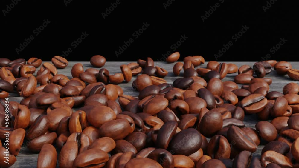 coffee bean drops on table, coffee bean blow video clip for ads, advertisement campaign with black background coffee bean drops on table, coffee bean blow video clip for ads, advertisement campaign with black background