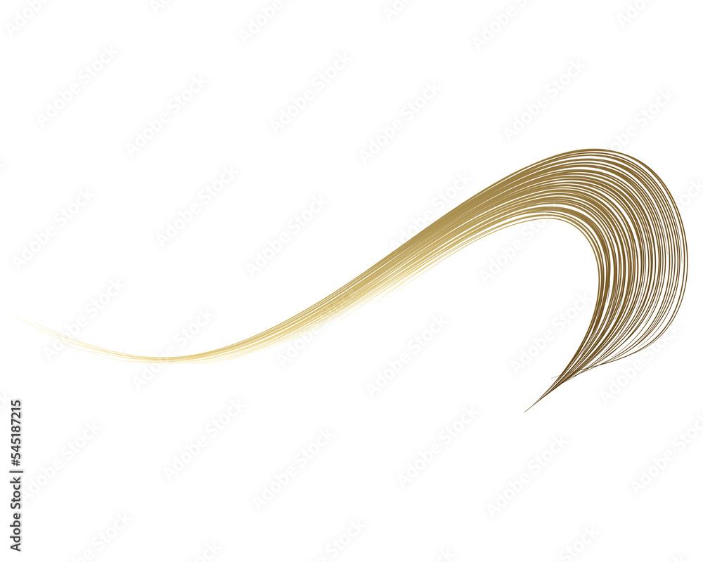 Abstract art gold gradient brush stroke curve isolated on transparent ...