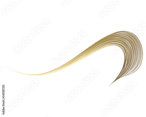 Abstract art gold gradient brush stroke curve isolated on transparent background for design elements in concept luxury, minimal, modern