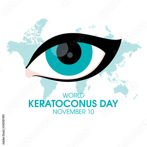 World Keratoconus Day vector. Human female eye blue green icon. Disease of the cornea. November 10. Important day
