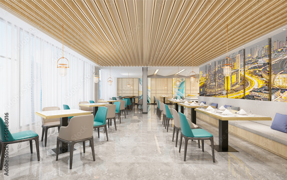 restaurant cafe interior, 3d render