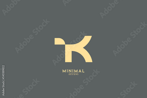 Minimal creative unique style letter TK, KT logo, monogram line art design template.