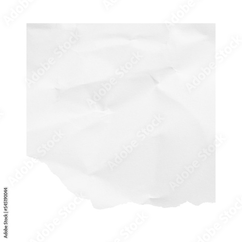 White crumpled and torn sheet of paper. Paper text background. Pink decorative paper